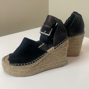 Marc Fisher Black Wedge Espadrilles